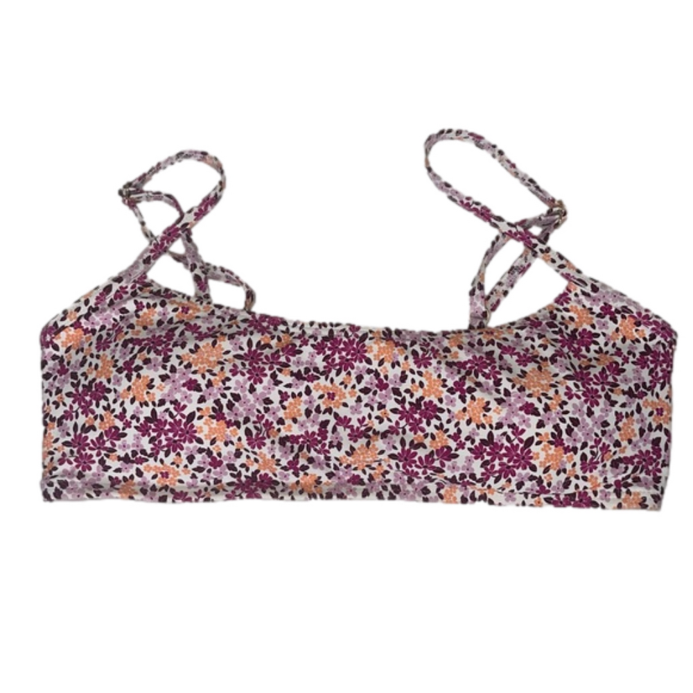 NWT 𝐋𝐎𝐅𝐓 Beach Floral bikini top  with removable pads and adjustable straps